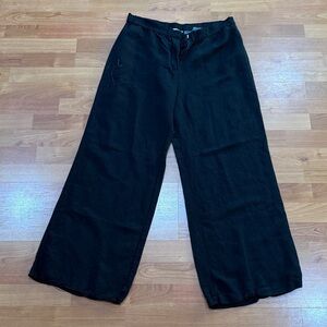 H&M Black Wide-Leg Linen Pants